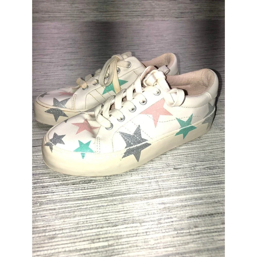 Zara Girls Youth Bamba Glitter Star Vegan Leather Sneakers size 33 EU 1.5 US - Picture 3 of 8